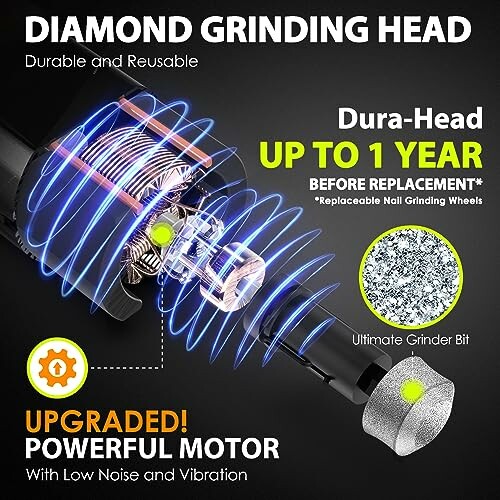 Diamond grinding head with upgrade features and durability.