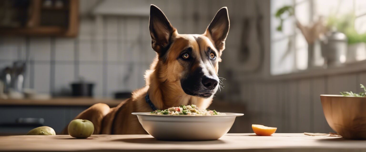 Dog enjoying organic food