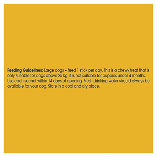 Dog feeding guidelines on yellow background.
