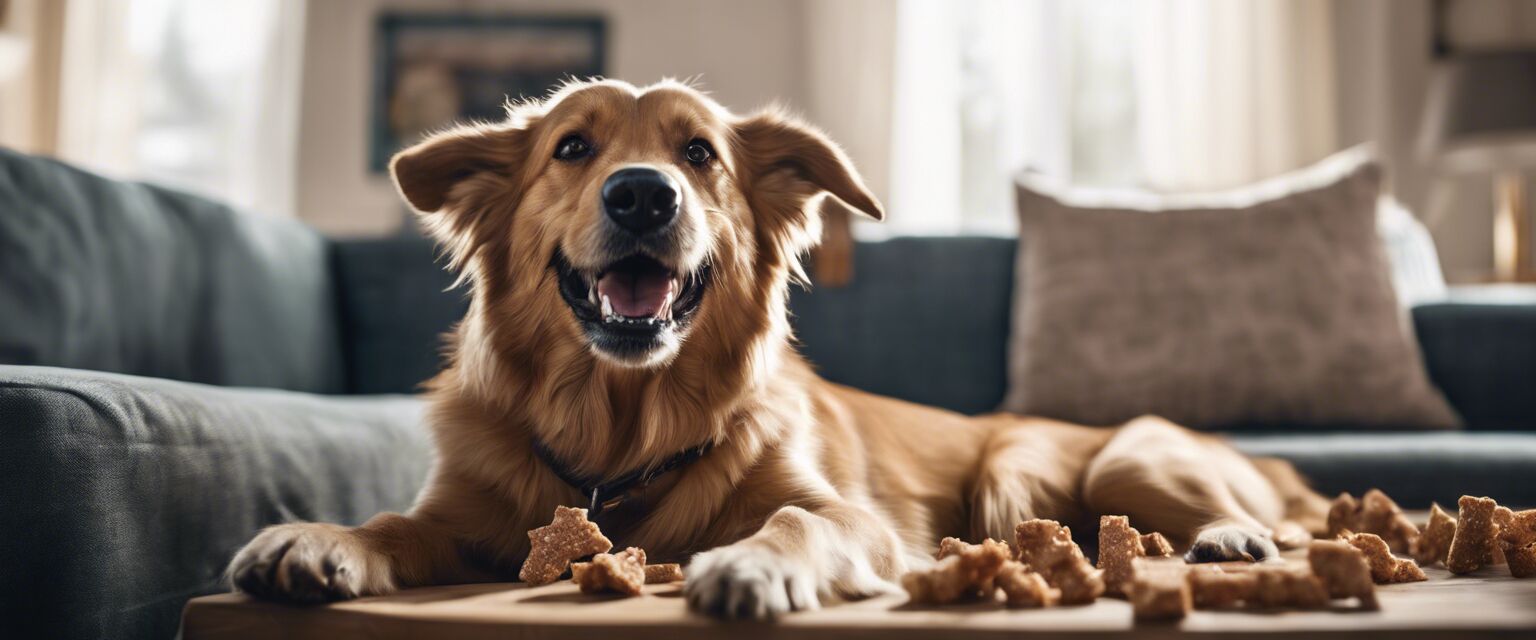 Happy dog with organic treat