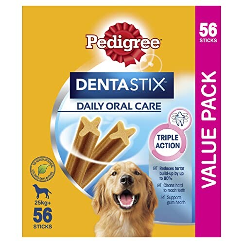 Pedigree Dentastix Daily Oral Care for dogs, value pack with 56 sticks.